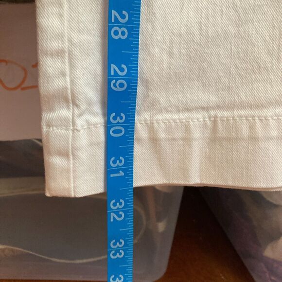 Talbots Jeans Womens Sz 8 White Side Zip Wide Leg Sailor Signature Pockets - Picture 11 of 12